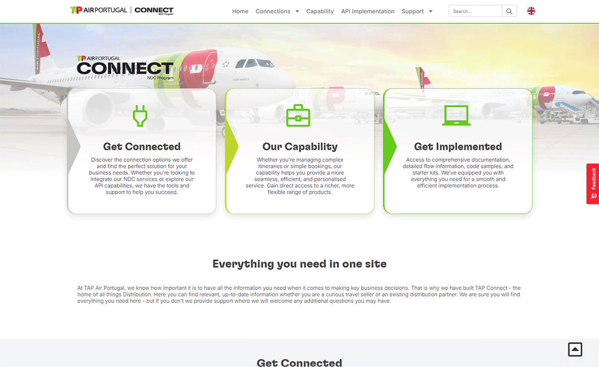 TAP Portugal Airlines NDC Portal built with Webcore