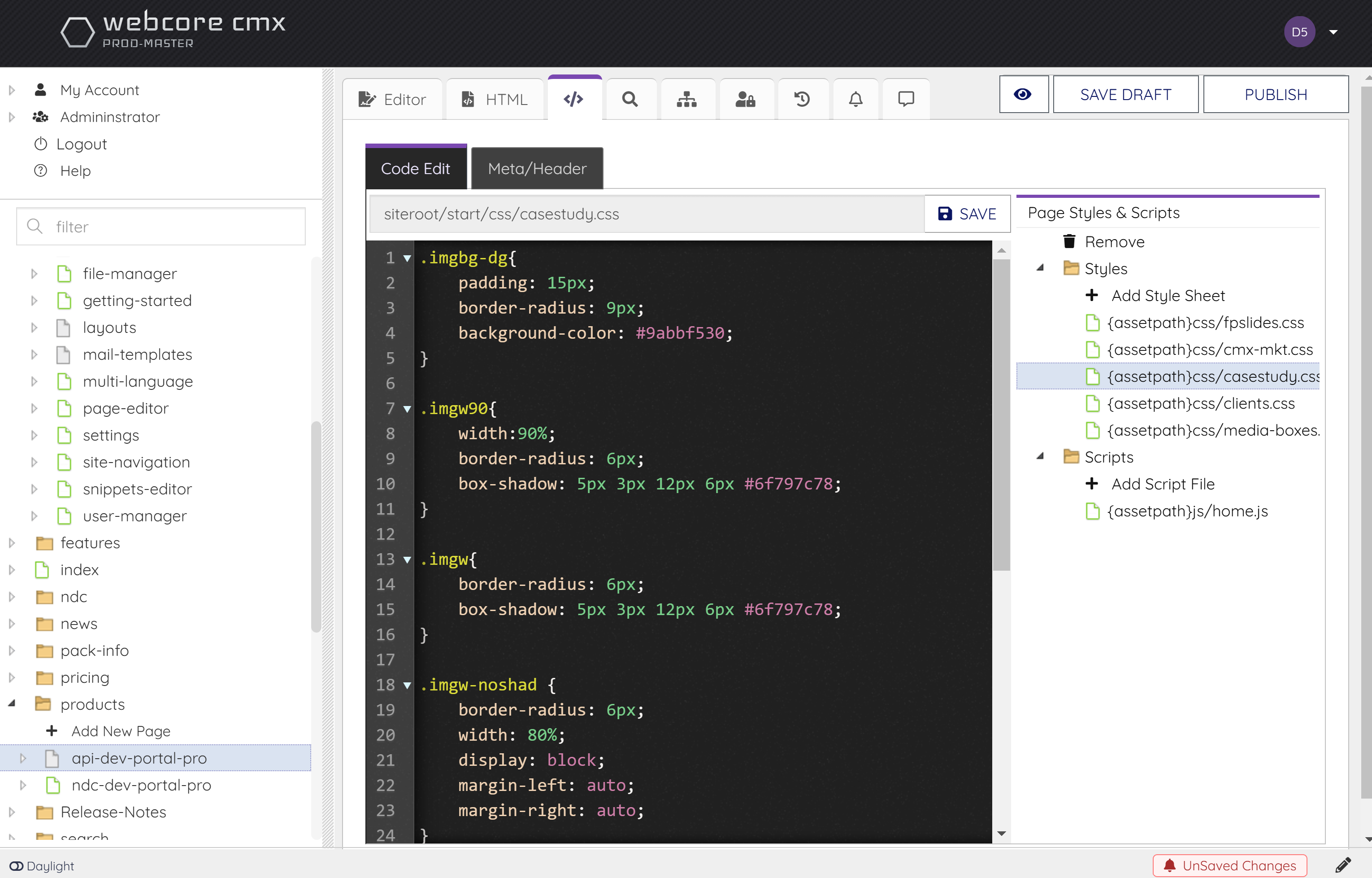 webcore cmx smart portal editor