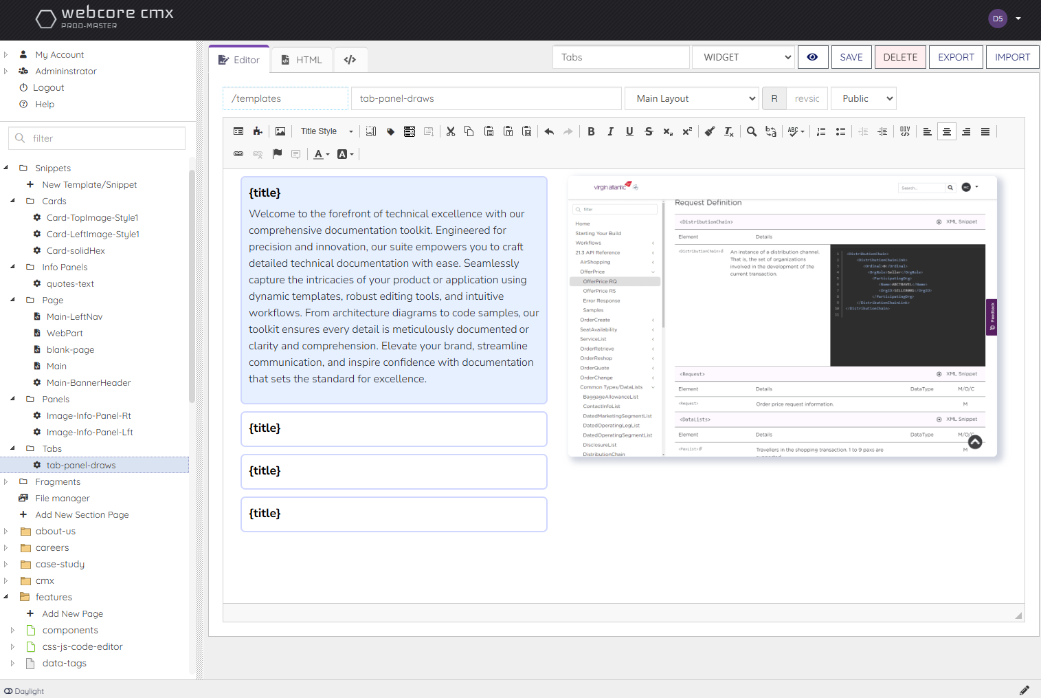 webcore cmx smart portal editor