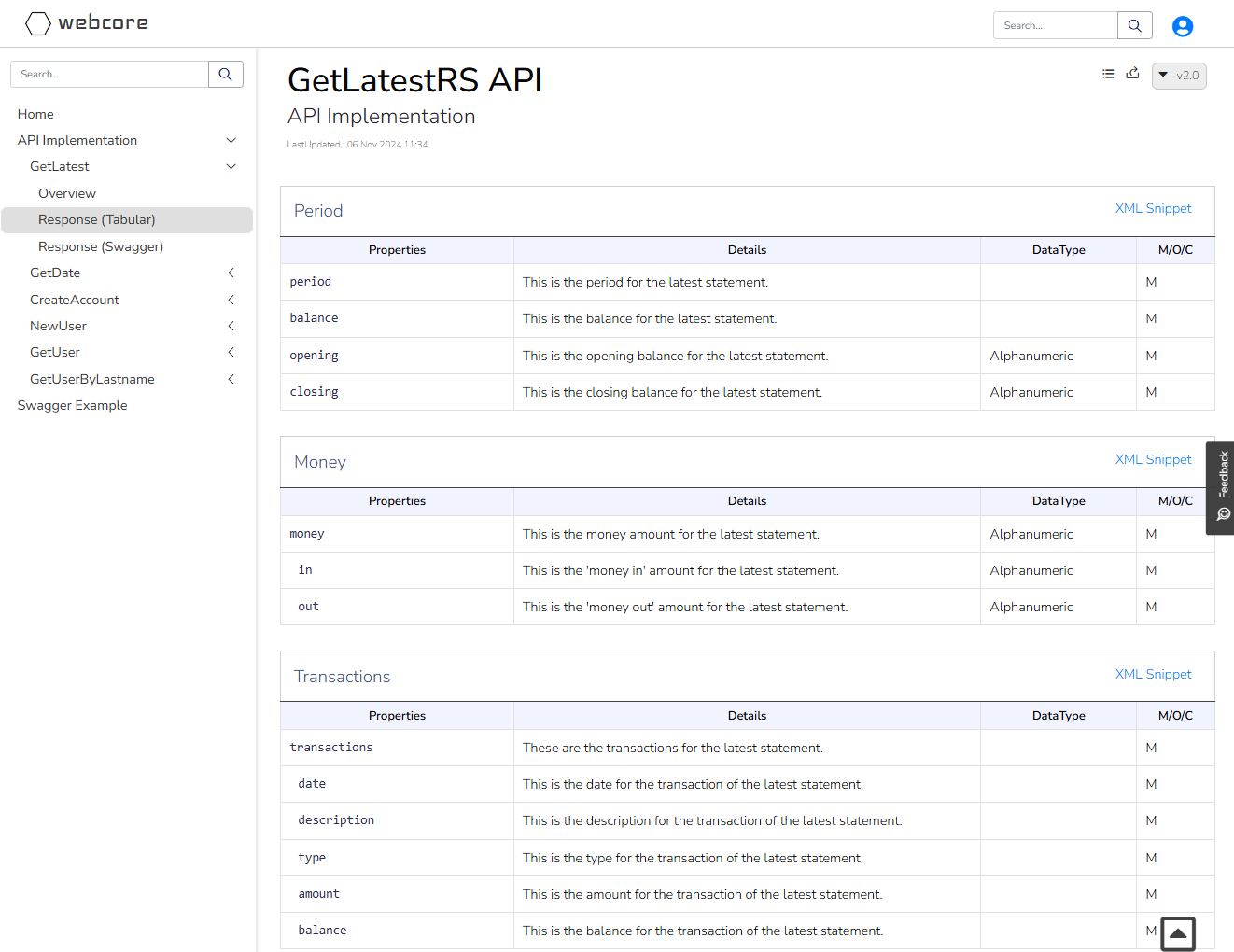 Webcore API Developer Portal Pro Implementation