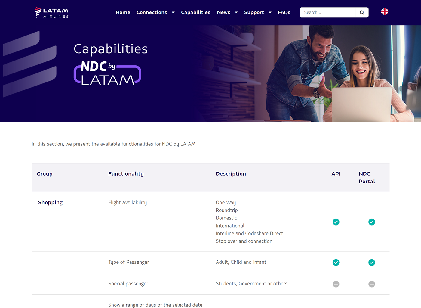 Webcore NDC Developer Portal Pro LATAM Airlines