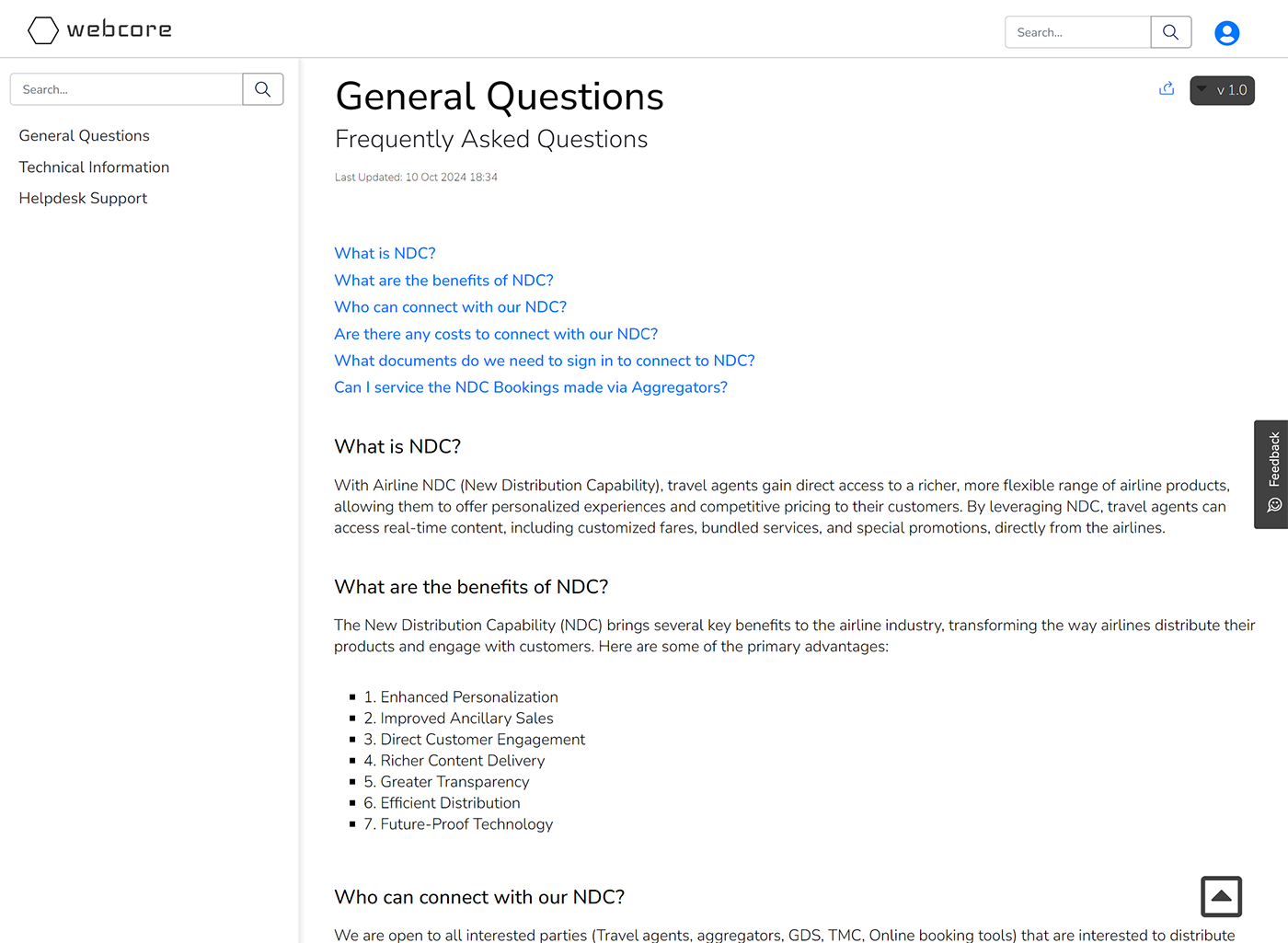 Webcore NDC Developer Portal Pro FAQs