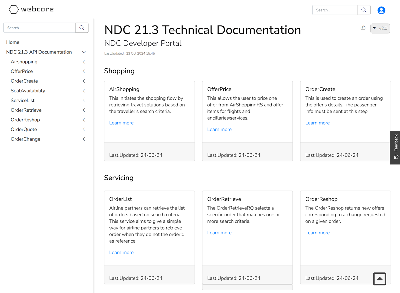 Webcore NDC Developer Portal Pro Implementation