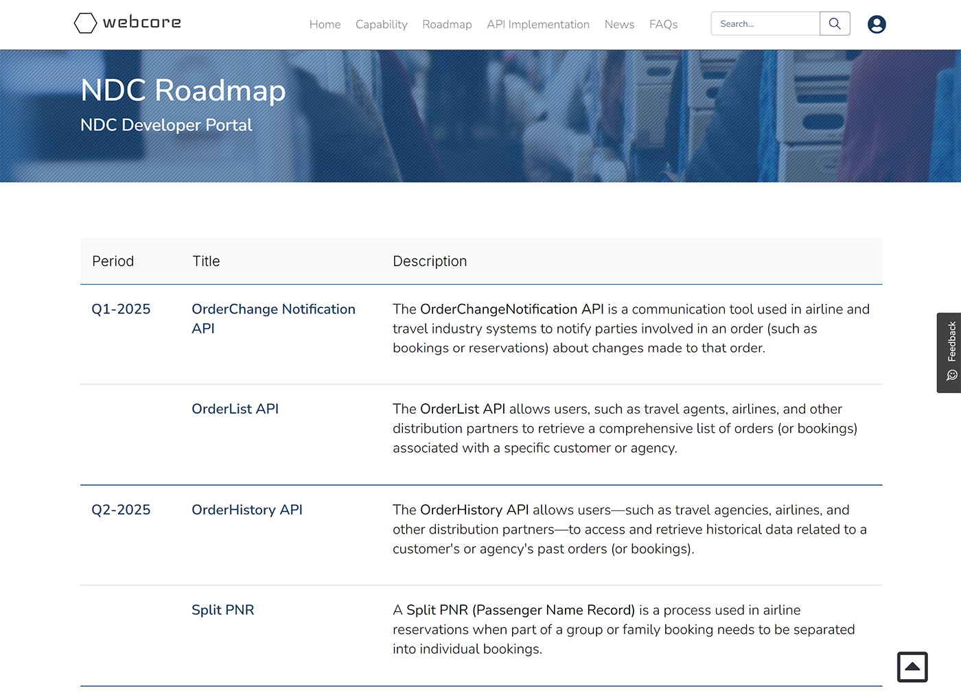 Webcore NDC Developer Portal Pro Roadmap